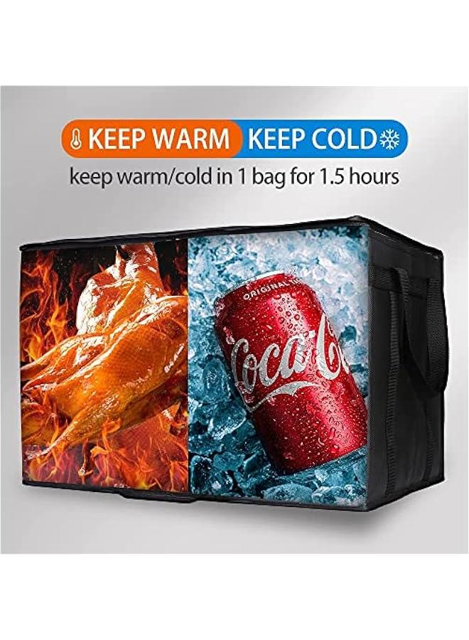 رينكس شطة توصيل طعام معزولة كيرة للغاية م الميكاكوز، شطة عازلة للقالة لتقديم الطعام وتدفئة اليتزا والقالة، شطة تريد سعة كيرة قالة لاعادة الاستخدام، ايلو، أسود - Image 4