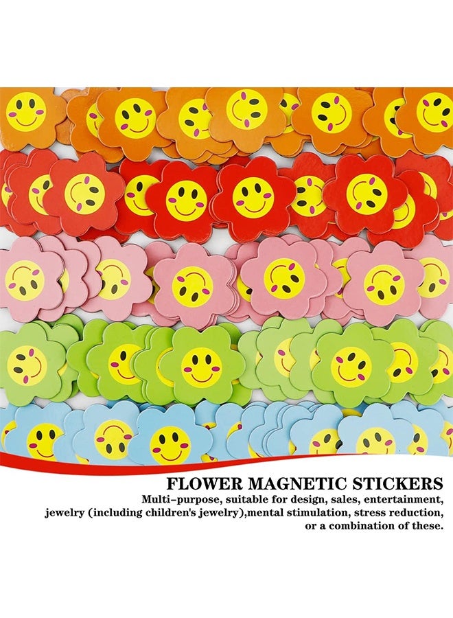 100 قطعة من مغناطيسات على شكل زهرة لمبرد الثلاجة ومغناطيسات للوحة البيضاء، مغناطيسات صغيرة ملونة لإمدادات المعلمين للمنزل والفصل الدراسي والمكتب والثلاجة والمدرسة (5 ألوان، 3 سم) - Image 3
