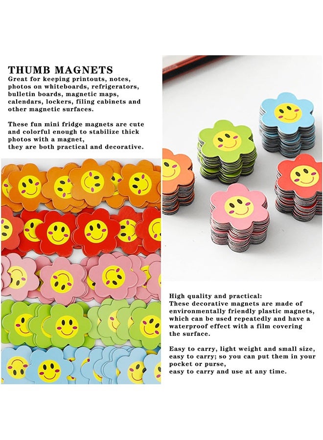 100 قطعة من مغناطيسات على شكل زهرة لمبرد الثلاجة ومغناطيسات للوحة البيضاء، مغناطيسات صغيرة ملونة لإمدادات المعلمين للمنزل والفصل الدراسي والمكتب والثلاجة والمدرسة (5 ألوان، 3 سم) - Image 5