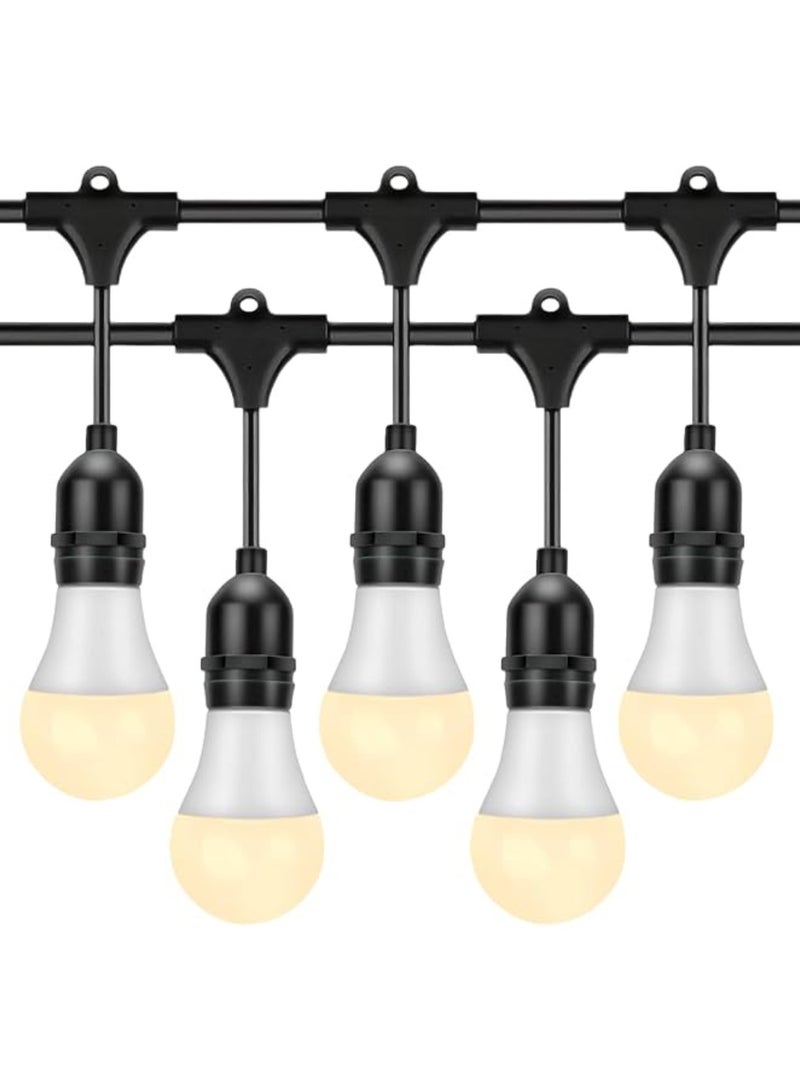 يوويل في الهواء الطلق مقاوم للماء IP65 سلسلة أضواء LED E27 حامل سلك حامل لمبة 50 مترًا مع 100 مصباح LED 9 وات أبيض دافئ مع قابس الاتحاد الأوروبي حامل المصباح الشمسي لأضواء الديكور الرمضانية والديكور الخارجي ضوء سلسلة سلكية معلقة ضوء رمضان للفناء التجاري والحديقة وساحة الشرفة  - Image 1