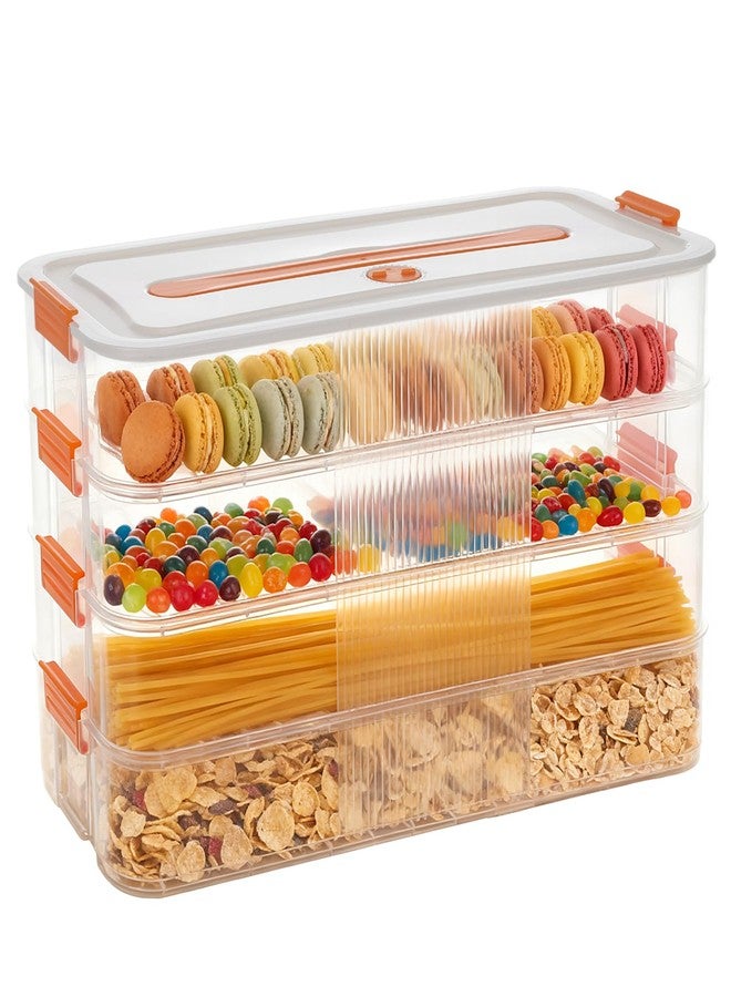 AIHSUMC 4-layer Food Storage Container, Deviled Egg Containers with Lid Airtight Cookie Containers Large Cookie Box Stackable Snack Container for Biscuits Fruit Dumplings Vegetables Meat - Image 1