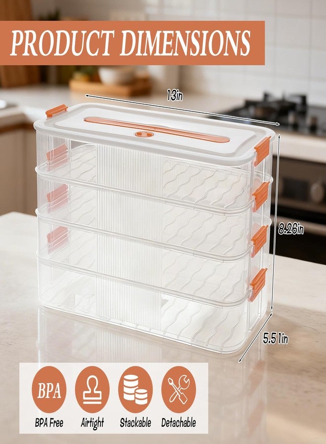 AIHSUMC 4-layer Food Storage Container, Deviled Egg Containers with Lid Airtight Cookie Containers Large Cookie Box Stackable Snack Container for Biscuits Fruit Dumplings Vegetables Meat - Image 2