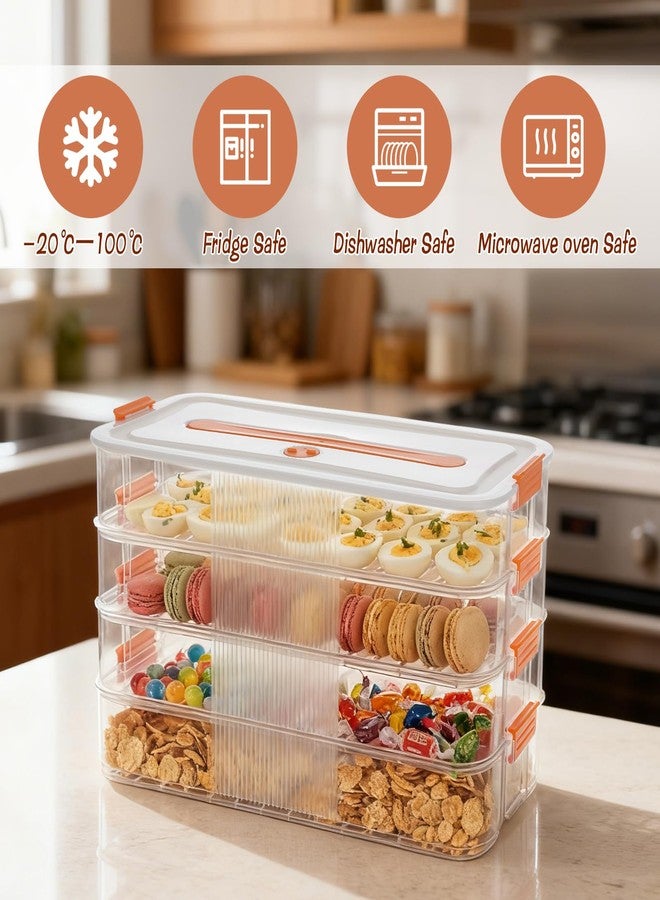 AIHSUMC 4-layer Food Storage Container, Deviled Egg Containers with Lid Airtight Cookie Containers Large Cookie Box Stackable Snack Container for Biscuits Fruit Dumplings Vegetables Meat - Image 4