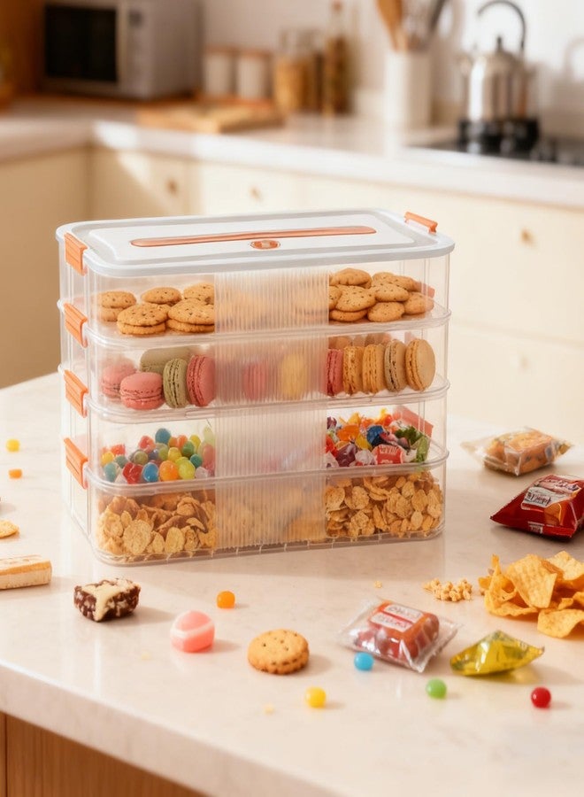 AIHSUMC 4-layer Food Storage Container, Deviled Egg Containers with Lid Airtight Cookie Containers Large Cookie Box Stackable Snack Container for Biscuits Fruit Dumplings Vegetables Meat - Image 5
