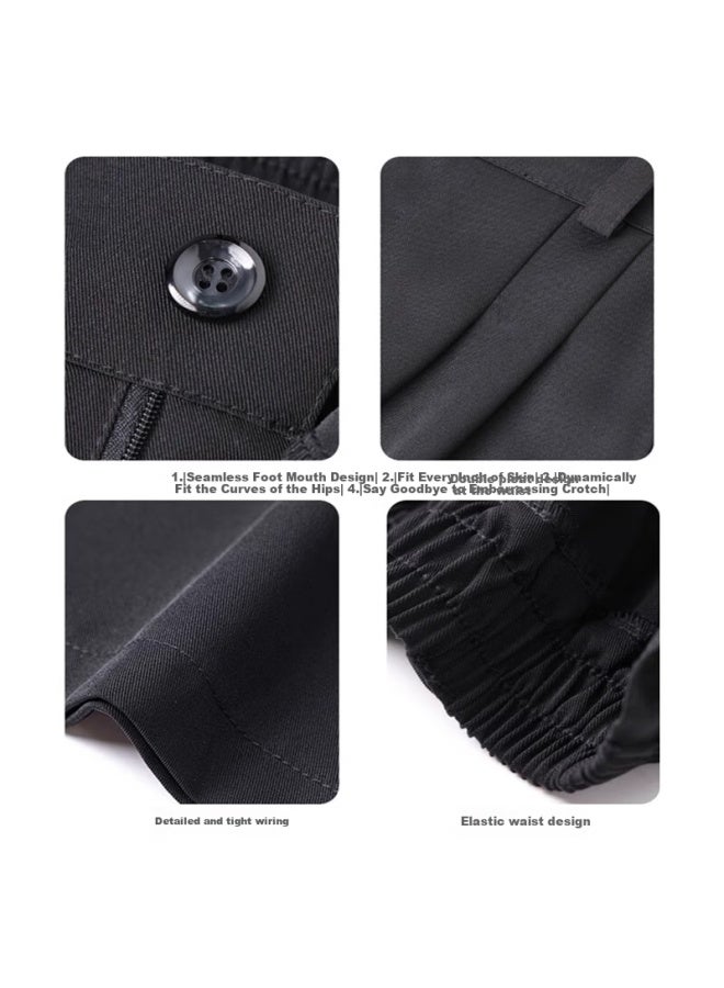 Maybeyond Casual Ice Silk Pants For Men, Summer Draping Simple Versatile Wide-leg Loose Straight Dress Pants, Ma86 Black 4XL - Image 2