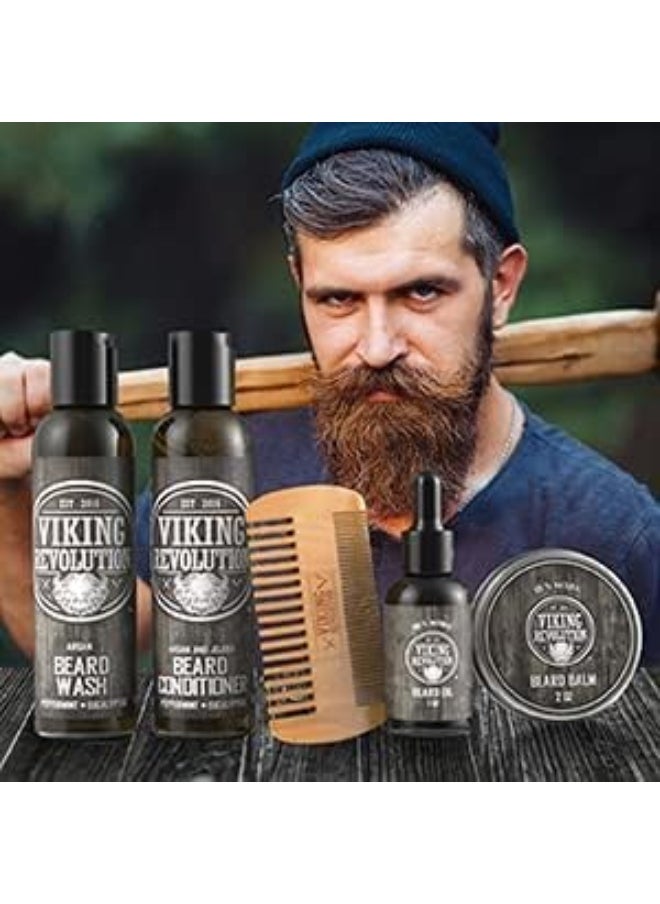 Viking Revolution - Ultimate Beard Care Conditioner Kit Beard Grooming Kit For Men SoftensSmoothes And Soothes Beard ItchContains Beard Wash & ConditionerBeard OilBeard Balm And Beard CombClassic Set - Image 1