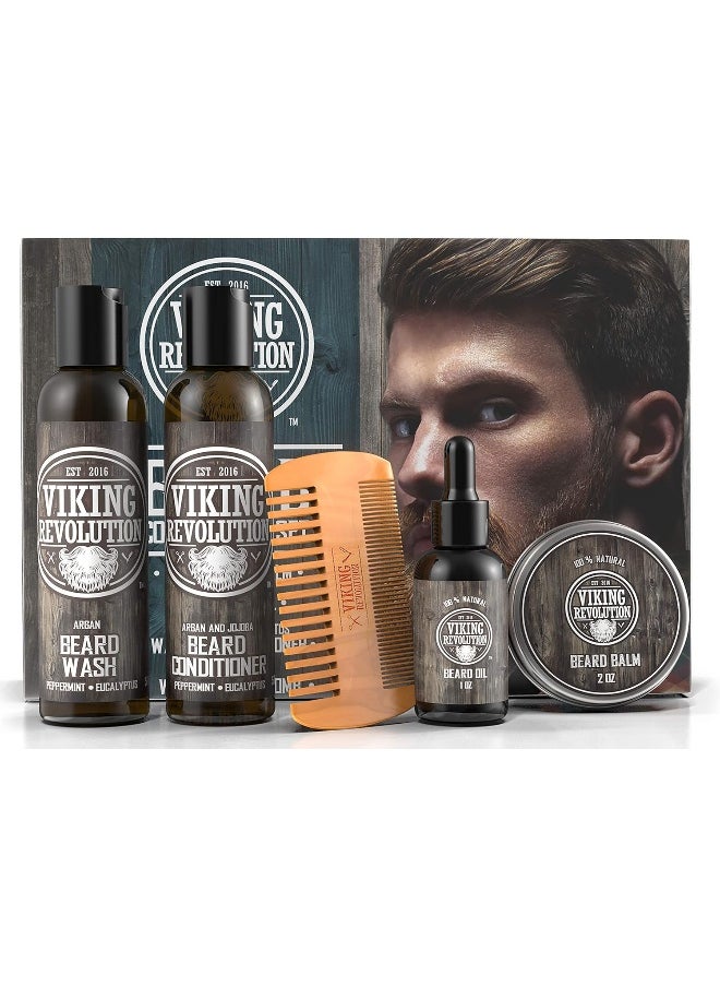 Viking Revolution - Ultimate Beard Care Conditioner Kit Beard Grooming Kit For Men SoftensSmoothes And Soothes Beard ItchContains Beard Wash & ConditionerBeard OilBeard Balm And Beard CombClassic Set - Image 1