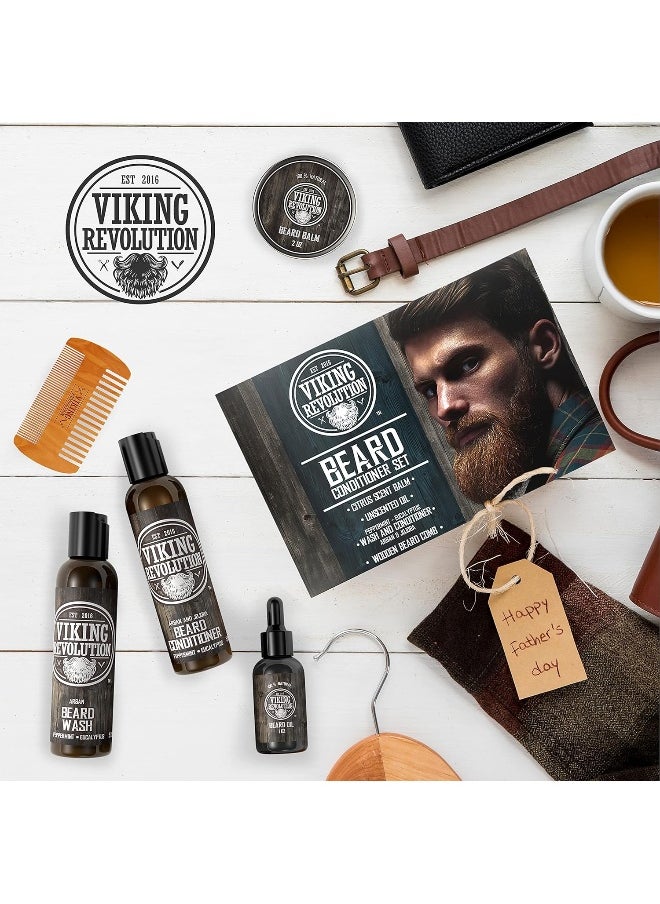 Viking Revolution - Ultimate Beard Care Conditioner Kit Beard Grooming Kit For Men SoftensSmoothes And Soothes Beard ItchContains Beard Wash & ConditionerBeard OilBeard Balm And Beard CombClassic Set - Image 1