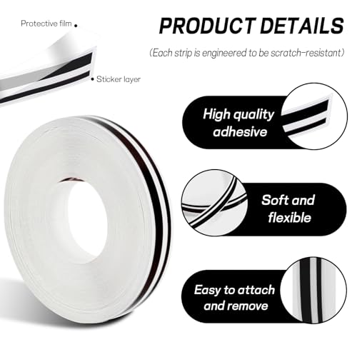 ongfuwu 2 Rolls×32Ft Car Pinstriping Tape, Vinyl Automotive Pinstriping Tape Stripe Decal, DIY Car Body Side Stripes Trim Sticker, Universal for Motorcycle Door Home Musical Instrument(Black) - Image 3