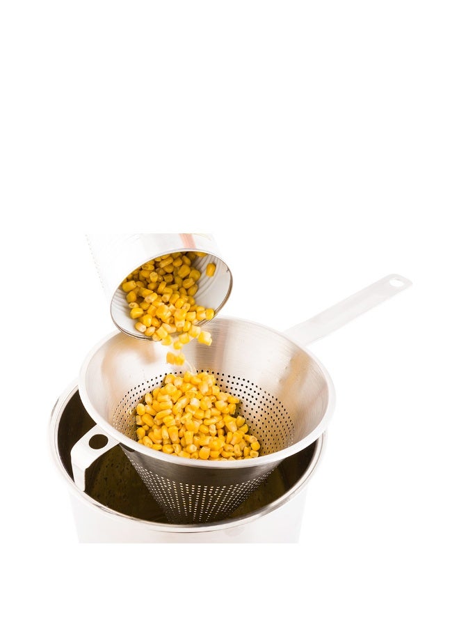 Restaurantware Met Lux 16.5 Inch x 9 Inch x 8.5 Inch Cone Strainer, 1 With Hook Steel Strainer - Cone-Shaped, Ergonomic, Stainless Steel China Cap Strainer, For Straining Seeds, Beans, Sauces And More - Image 2