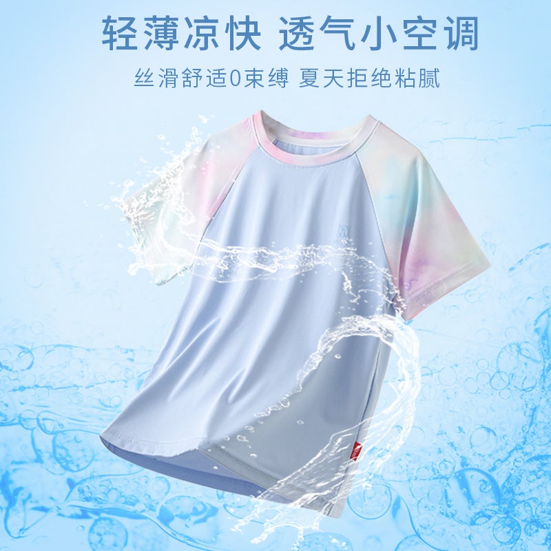 Boys' Short-Sleeved T-Shirt, Summer Thin Style, Quick-Drying For Kids, Ice Silk Half-Sleeve Top For Older Children And Girls, Super Cute Children'S Clothing - Image 4