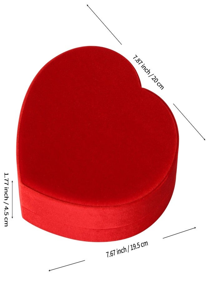 LETURE Large Jewelry Set Gift Box, Heart-Shaped Velvet Necklace Ring Earring Pearl Storage Organizer Holder Box (RED) - Image 2