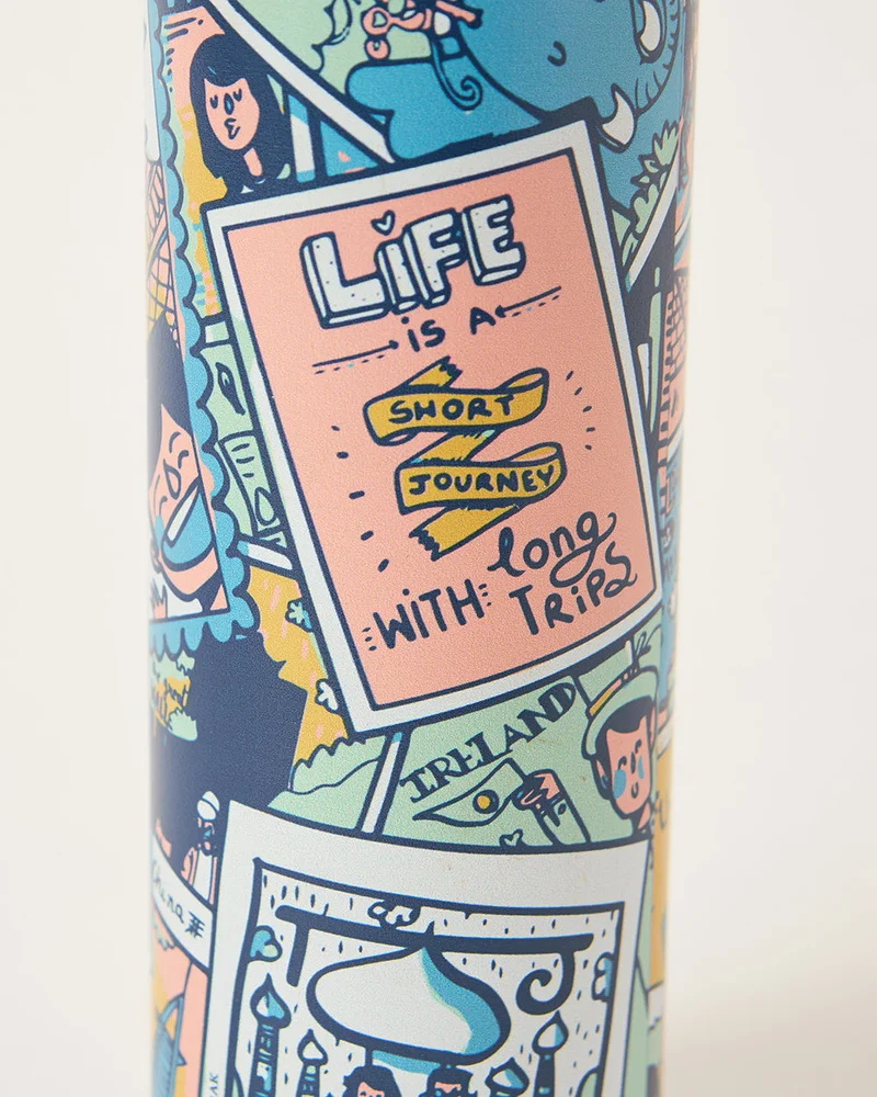 Chumbak Around the World Thermos Bottle, 500ml