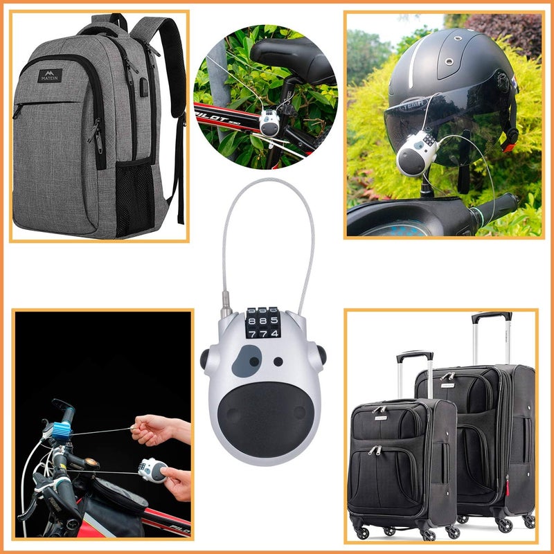 Birud Multipurpose Security Number Digit Mini Cable Bicycle Bike Cycle Helmet Luggage Suitcases Backpacks Keypad Lock Heavy Duty Wire Adjustable Alloy - Image 5