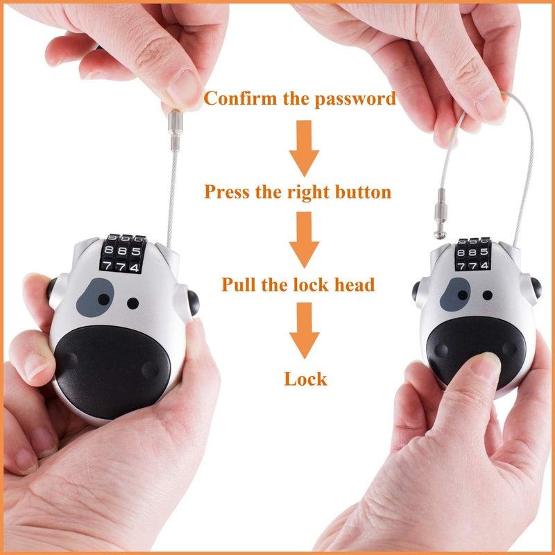 Birud Multipurpose Security Number Digit Mini Cable Bicycle Bike Cycle Helmet Luggage Suitcases Backpacks Keypad Lock Heavy Duty Wire Adjustable Alloy - Image 4
