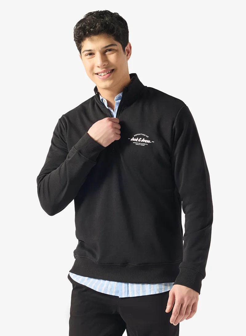 JACK & JONES Logo half Zip High Neck Sweatshirt