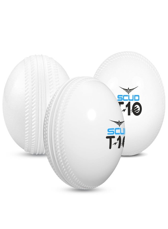 SCUD T10 PVC Wind Ball for Practice | Indoor & Outdoor Soft Training Cricket Ball for Coaching & Daily Practice | Lightweight 80-85 g Durable PVC Construction (Pack of 3pc Balls, White) - Image 1