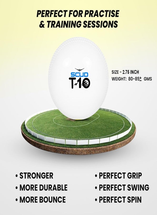 SCUD T10 PVC Wind Ball for Practice | Indoor & Outdoor Soft Training Cricket Ball for Coaching & Daily Practice | Lightweight 80-85 g Durable PVC Construction (Pack of 3pc Balls, White) - Image 4