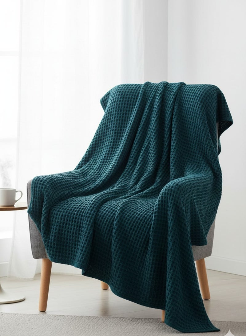 Nile Weave Elegant Egyptian Cotton Waffle Throw Blanket – ultra-soft, lightweight, and beautifully crafted. Enjoy luxurious comfort, breathable warmth, and timeless sophistication in any room. - Image 1