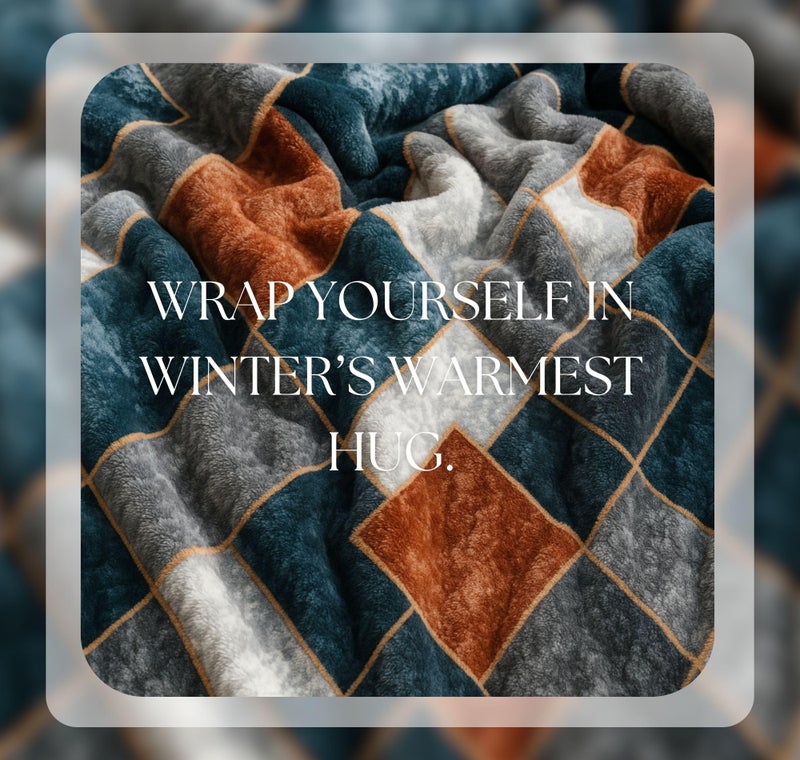 VAS COLLECTIONS 3 Layered Winter Quilt/Rajai 600 GSM | Heavy Thick & Fluffy Comforter for Double Bed | Ultra Warm Blanket for Extreme Cold | Quilted Floral Blue, Orange & Grey (3 Kg) - Image 2