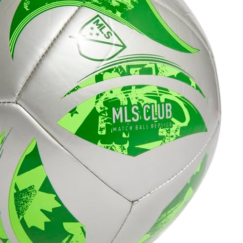 adidas MLS Club Soccer Ball, Silver Metallic/Green, 4 - Image 2