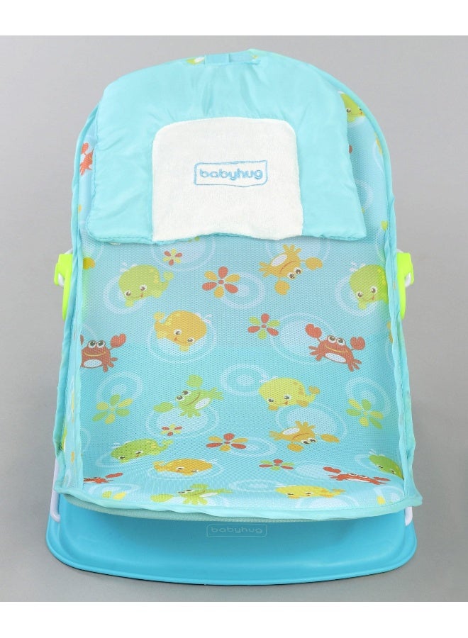 babyhug حمام بيبي هاج بابل جوي للمواليد الجدد، طباعة مائية، 3 وضعيات، مضاد للانزلاق، قاعدة مضادة للانزلاق، من 0 إلى 12 شهرًا، 62 × 33 × 32.5 سم - أزرق - Image 2