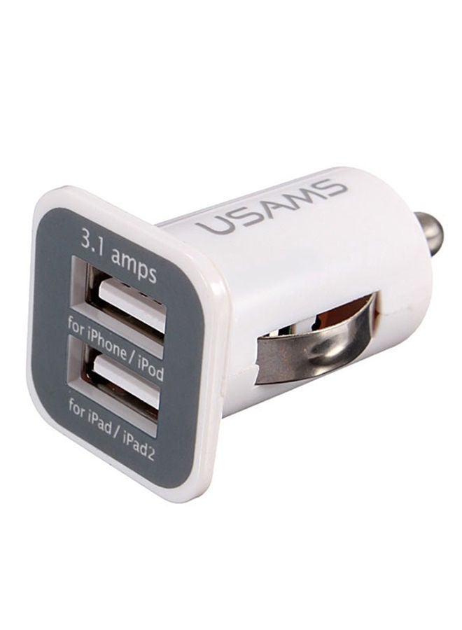 NIBEMINENT New Universal 2.1A 1A Dual Port 12V USB Car Charger Mini Auto Socket Adapter SatNav suit For iPhone SAMSUNG Xiaomi/Lumia White