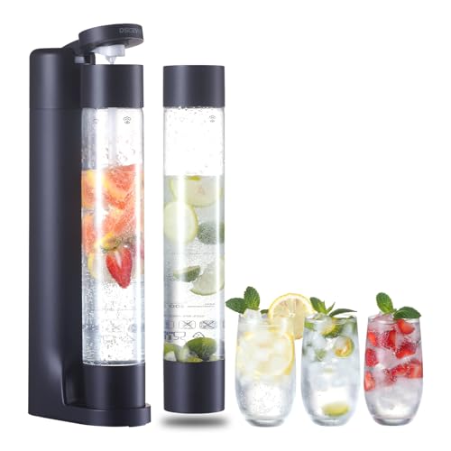 OSCEVIA Sparkling Water Machine Soda Maker Beverage Drink Dispenser for Home, Soda Streaming Maker with 2 BPA Free Bottles(1L), Seltzer Fizzy Water Maker Compatible with Screw-in 60L CO2 (NOT Included), Black - Image 1