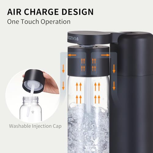 OSCEVIA Sparkling Water Machine Soda Maker Beverage Drink Dispenser for Home, Soda Streaming Maker with 2 BPA Free Bottles(1L), Seltzer Fizzy Water Maker Compatible with Screw-in 60L CO2 (NOT Included), Black - Image 3