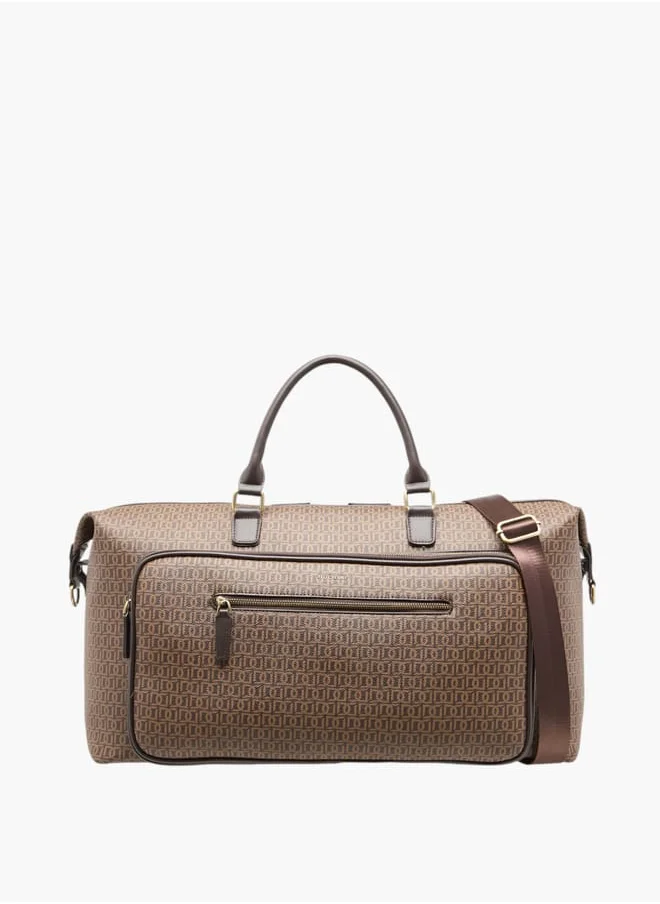 DUCHINI Men Monogram Print Duffle Bag with Zip Closure and Double Handle