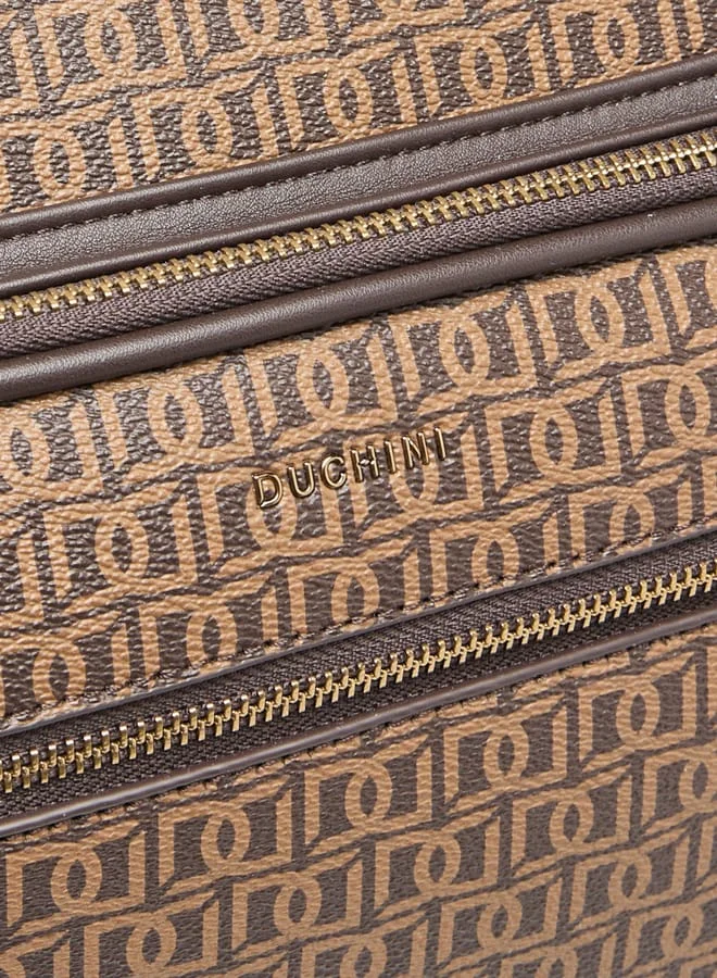 دوتشيني حقيبة دافل بطبعة شعار رجالية بسحاب ومقبض مزدوج