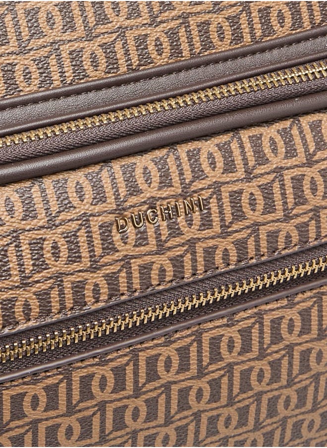 DUCHINI Men Monogram Print Duffle Bag with Zip Closure and Double Handle  - Image 5