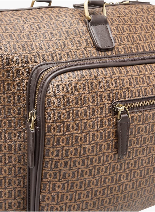 DUCHINI Men Monogram Print Duffle Bag with Zip Closure and Double Handle  - Image 4