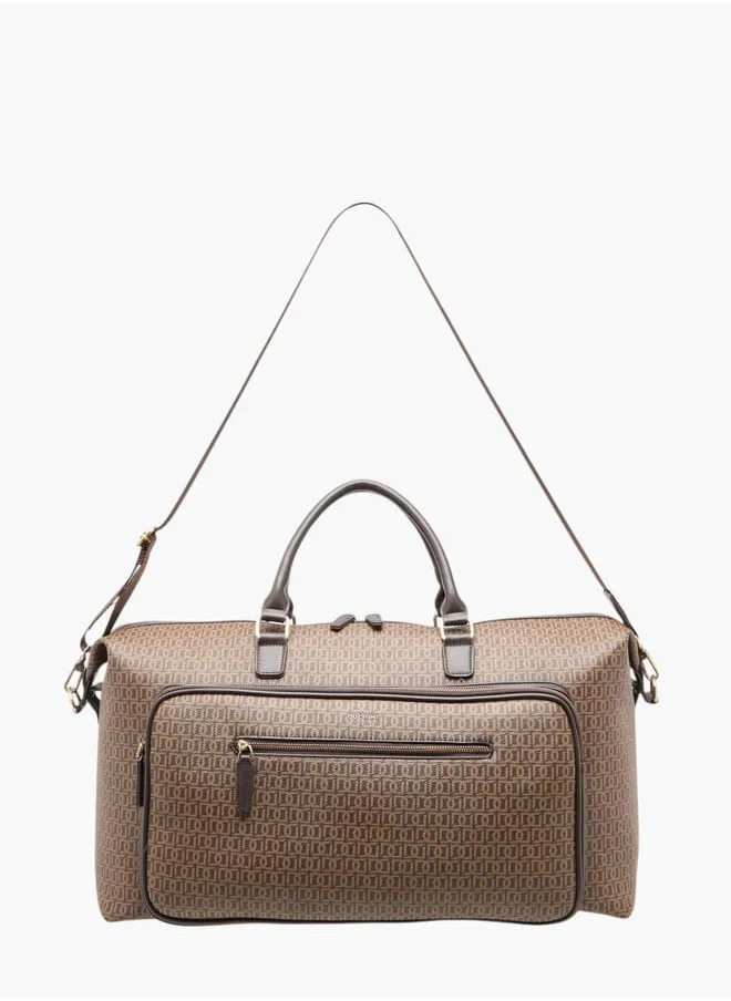 DUCHINI Men Monogram Print Duffle Bag with Zip Closure and Double Handle