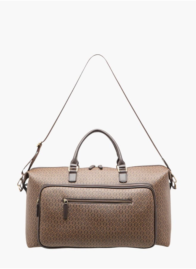 DUCHINI Men Monogram Print Duffle Bag with Zip Closure and Double Handle  - Image 2