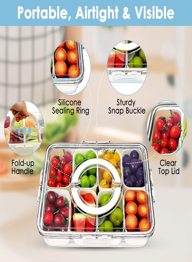 GUANFU Snackle Box Container Snack Box - Divided Serving Tray W Lid & Handle Food Storage Organizer for Fruit Candy Charcuterie Boards Veggie Trays for Party Picnic Road Trip Travel Beach Essentials - Image 3