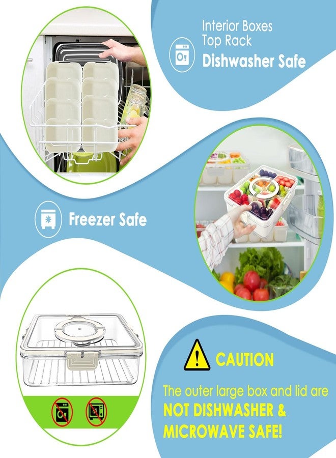 GUANFU Snackle Box Container Snack Box - Divided Serving Tray W Lid & Handle Food Storage Organizer for Fruit Candy Charcuterie Boards Veggie Trays for Party Picnic Road Trip Travel Beach Essentials - Image 2