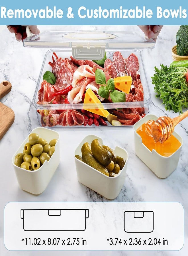 GUANFU Snackle Box Container Snack Box - Divided Serving Tray W Lid & Handle Food Storage Organizer for Fruit Candy Charcuterie Boards Veggie Trays for Party Picnic Road Trip Travel Beach Essentials - Image 4
