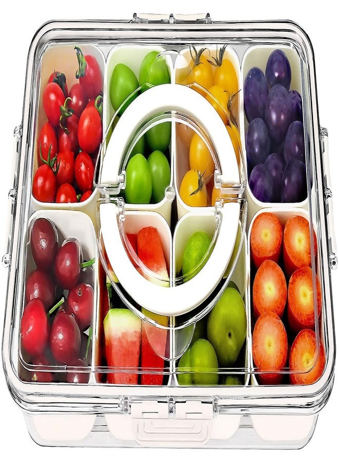 GUANFU Snackle Box Container Snack Box - Divided Serving Tray W Lid & Handle Food Storage Organizer for Fruit Candy Charcuterie Boards Veggie Trays for Party Picnic Road Trip Travel Beach Essentials - Image 1