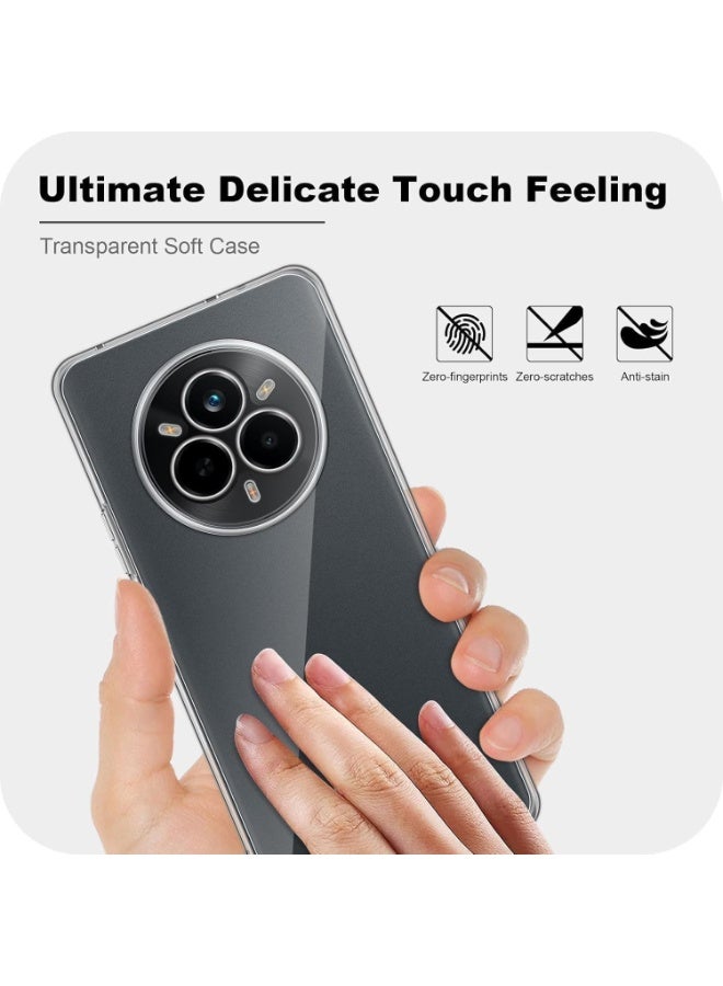 Case Compatible with Realme 14 PRO+ 5G / Realme 14 PRO Plus 5G, Case Crystal Clear Soft TPU Gel Case Flexible Silicone Anti-Scratch Camera Protection Transparent TPU Cover - Clear - Image 3