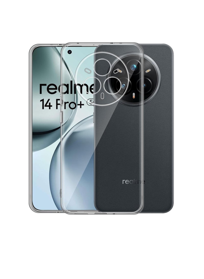 Case Compatible with Realme 14 PRO+ 5G / Realme 14 PRO Plus 5G, Case Crystal Clear Soft TPU Gel Case Flexible Silicone Anti-Scratch Camera Protection Transparent TPU Cover - Clear - Image 1