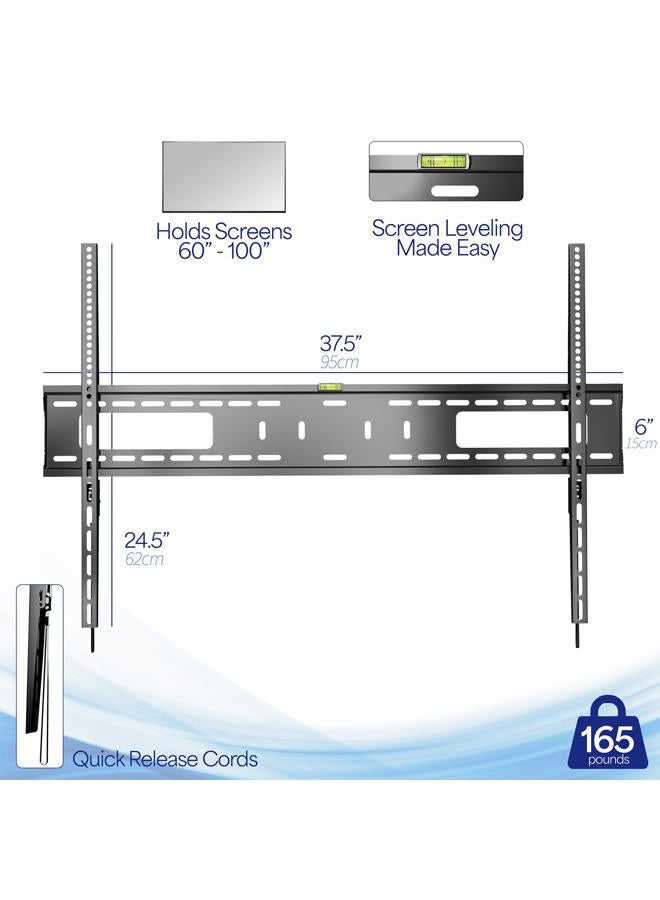 MIGHTY SKINS Extra Large Heavy Duty 60 to 100 inch LCD LED Curved and Flat Panel Screen, TV Wall Mount Bracket with Max 900x600mm VESA, Black, MOUNT-VW100F - Image 3
