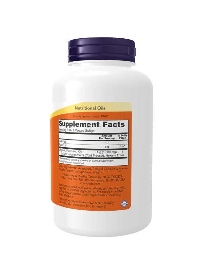 now Supplements, Flax Oil 1000 mg with Essential Omega-3s, Cold Pressed, Hexane Free, Vegan Formula, 120 Veg Softgels - Image 2