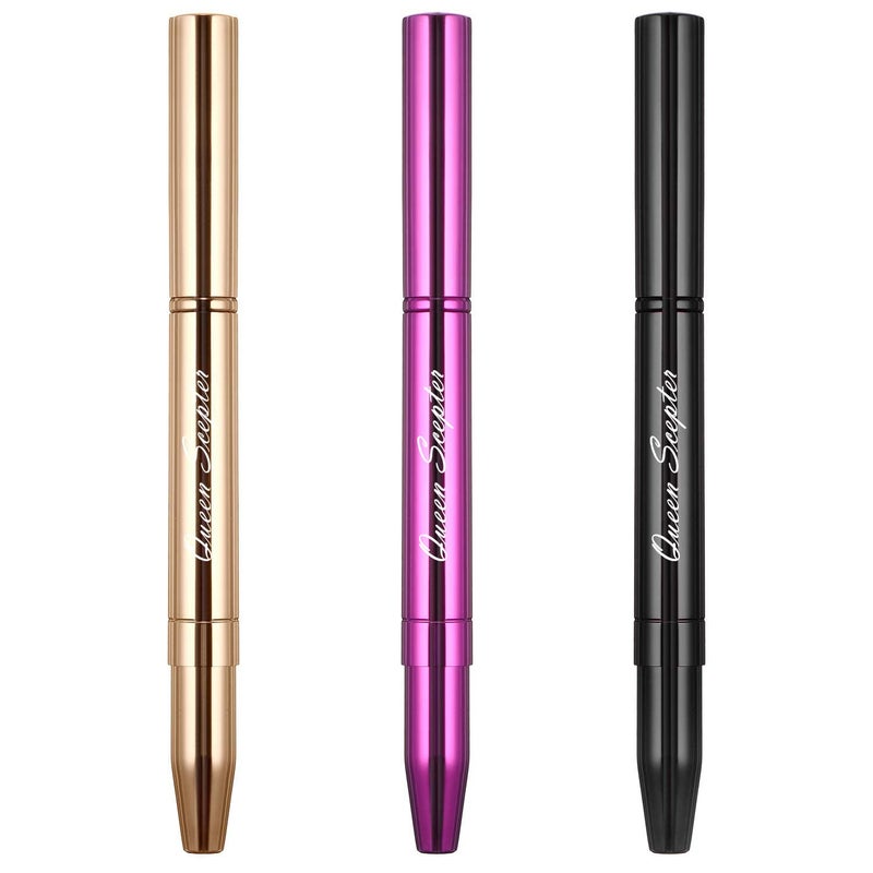 Queen Scepter Retractable Dual End Lip Brush Concealer Brush with Cap, Lipstick Eyeshadow Foundation Makeup Brushes Gold, Black, Purple - Image 1