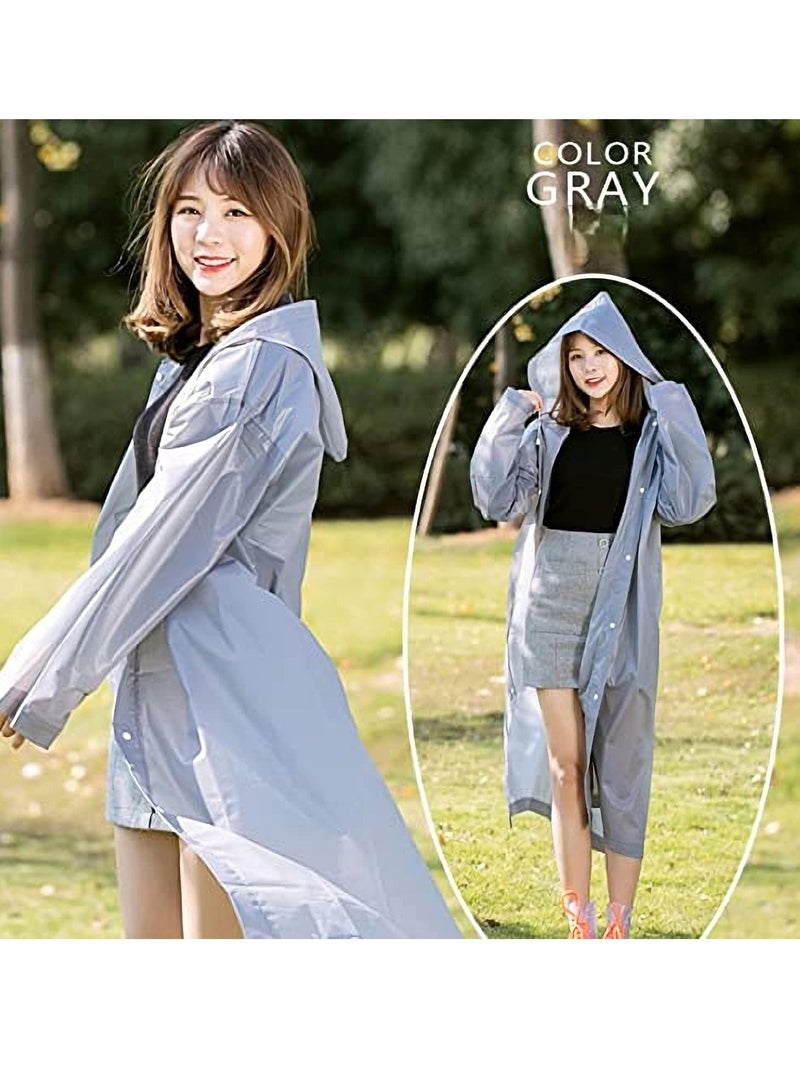 SYOSI Raincoat Rain Poncho for Adults, EVA Rain Poncho for Women and Men Reusable Raincoat Jacket Packable Raincoat for Family Fishing/Travel/Emergency/no PVC with Hood and Elastic Sleeveng - Image 2