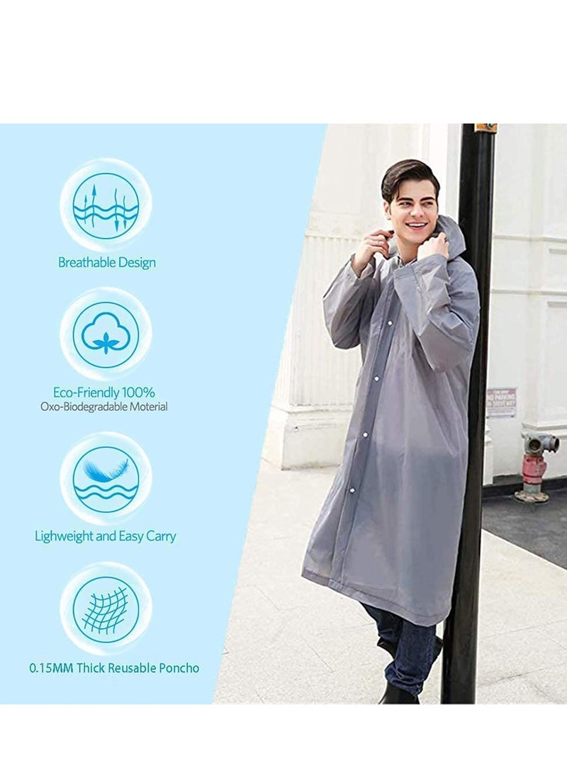 SYOSI Raincoat Rain Poncho for Adults, EVA Rain Poncho for Women and Men Reusable Raincoat Jacket Packable Raincoat for Family Fishing/Travel/Emergency/no PVC with Hood and Elastic Sleeveng - Image 3
