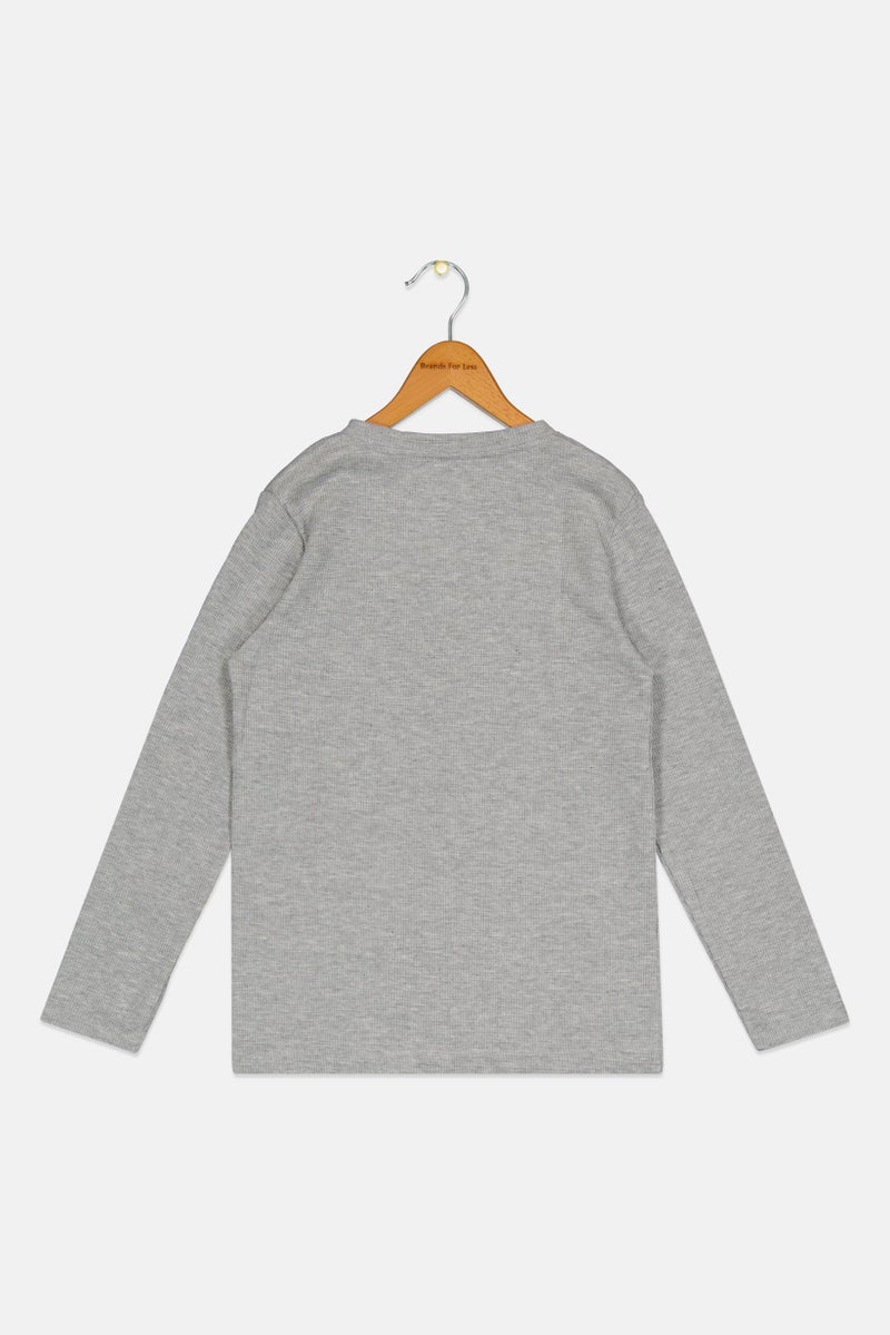 Hurley Kids Boy Sportswear Fit Long Sleeve Outdoor T Shirt, Grey - Image 2