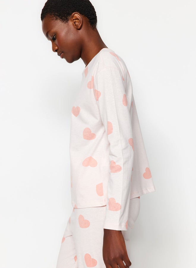 trendyol Powder Heart Tshirt-Jogger Knitted Pajamas Set THMAW21PT0566 - Image 4