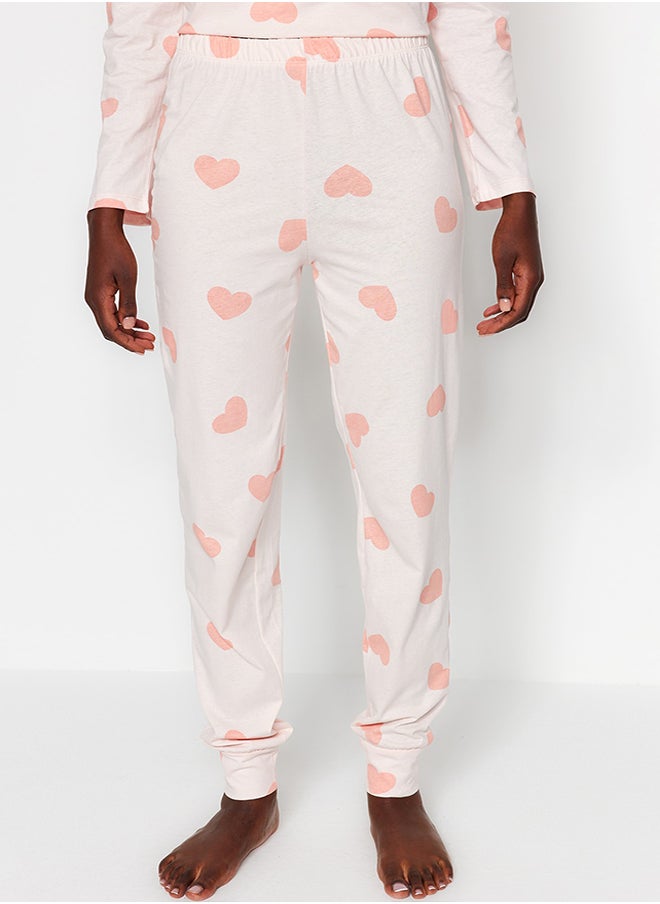 trendyol - Powder 100% Cotton Heart Tshirt-Jogger Knitted Pajamas Set THMAW21PT0566 - Image 1