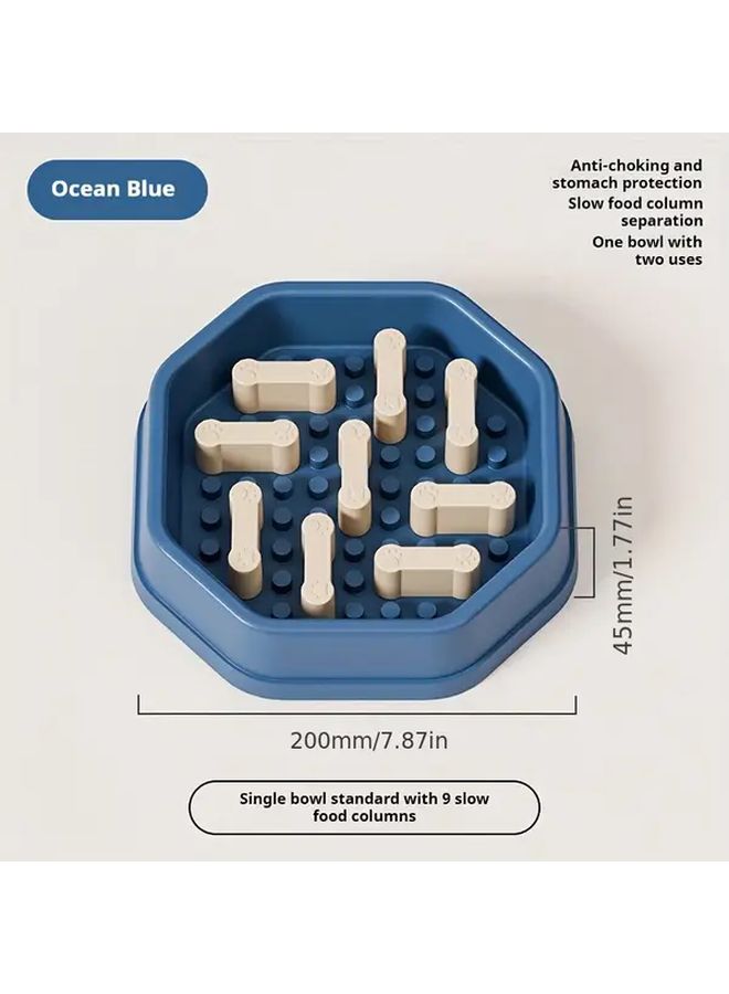 Blue Slow Feeder Dog Bowl Adjustable Difficulty Non Slip Base Anti Choking - Image 2